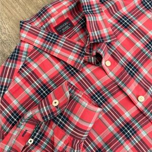 UNTUCKit Men's Red and Blue Plaid Button Down Cotton Shirt Excellent Beautiful